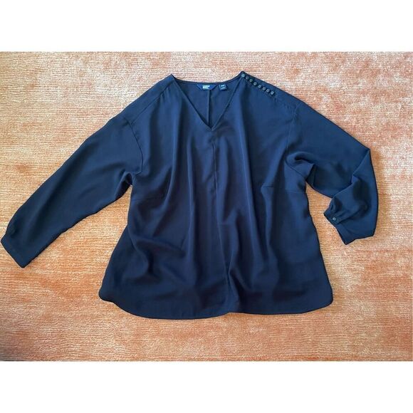 LENDS END BLACK BLOUSE - Picture 1 of 8